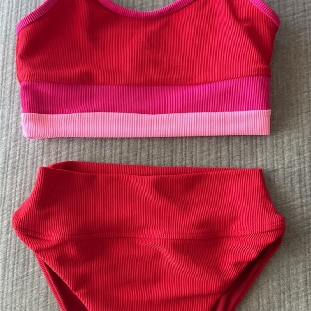 NWOT, Beach Riot Bikini SET Ribbed Colorblock Swim - Picture 3 of 9